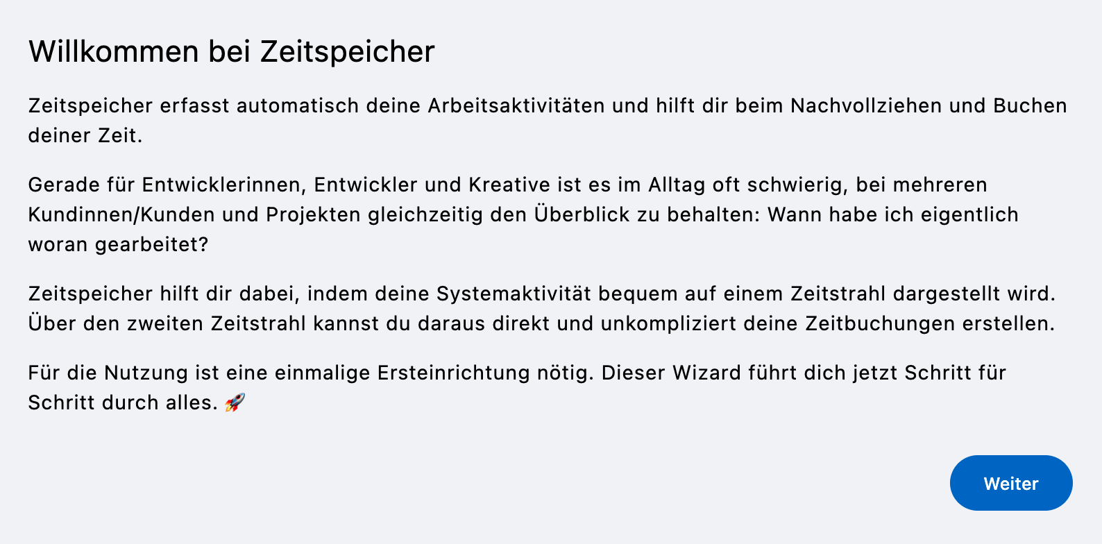 Einrichtungsassistent für Berechtigungen und Integrationen beim Erststart